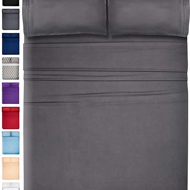 Extra Deep Pocket Sheets Set Microfiber Sheet Set Bed Sheet Sets Microfiber Sheets Microfiber Bed Sheets - Cooling Sheets Cooling Bed Sheets Extra Deep Sheets Super Soft Sheets King Size, Gray