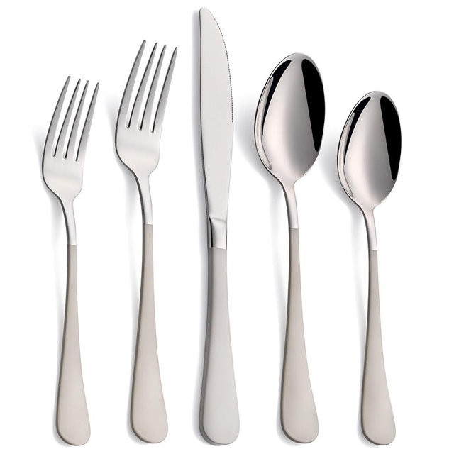 Moxinox 20-Piece Off White Silverware Set, 18/0 Stainless Steel Off White Handle Flatware Set, Service for 4, Modern Cutlery Set Includes Dinner Knives Forks Spoons,Mirror Polished,Dishwasher Safe