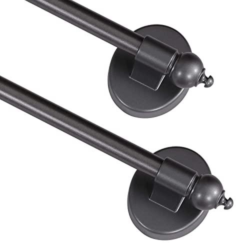 Turquoize Magnetic Curtain Rod 5/8" Multi-Use Versatile Adjustable Appliance Magnetic Rod Extends from 16 inch to 28 inch Magnetic Cafe Curtain Rod, Pewter, 2 Pack