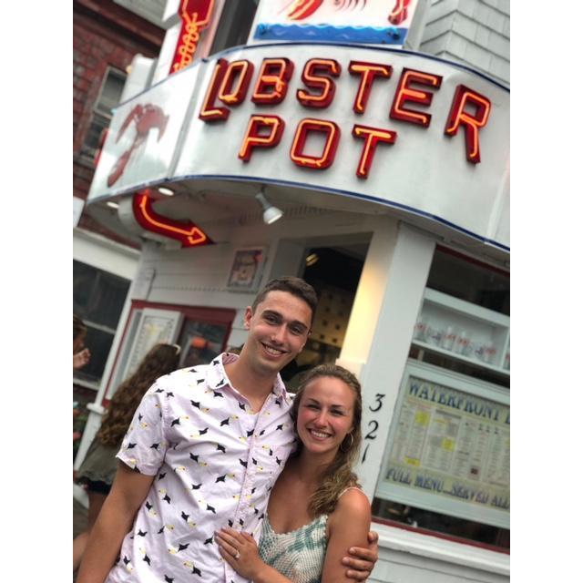 Post Engagement dinner celebration at the Lobster Pot in Provincetown, MA!