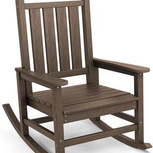 SEWALL HDPE Rocking Chair, Oversized Outdoor Rocking Chair for Adults, Patio Rocker for Porch, Coffee