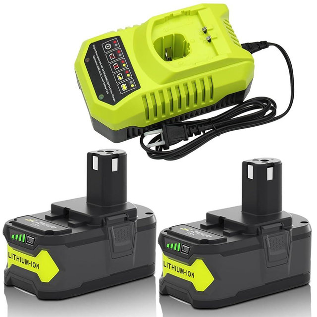 Ibanti 2 Packs 8000mAh P108 Battery Replacement for Ryobi 18V Battery Lithium ion P189 P190 P109 P107 P105 P104 P103 P102 P122 and P117 Charger Compatible with Ryobi 9.6V-18V Batteries (Green)