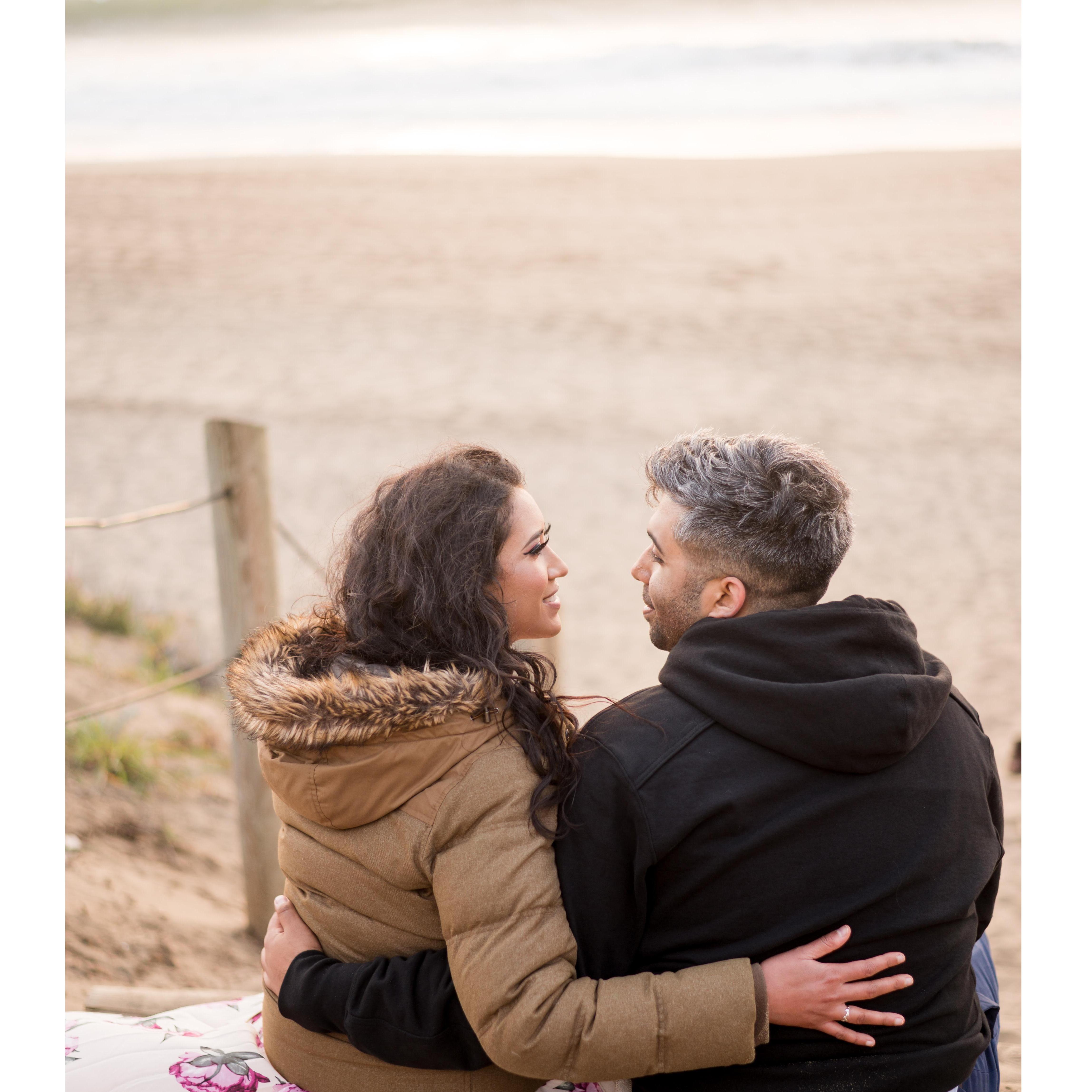 We got professional engagement pictures, but we were so cold by the end of it we had to wear our jackets