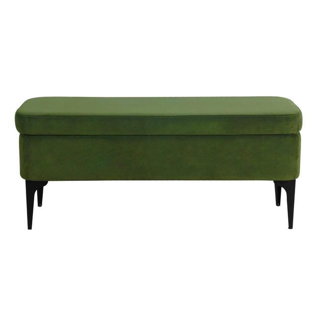 Large Modern Storage Bench Green Velvet - HomePop