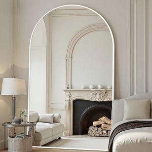 Arched Full Length Mirror, 81"x41" Large Floor Mirror with Stand, Oversized Full Body Mirrors for Leaning or Hanging, Wall Mounted Mirrors for Bedroom, Living Room,Dressing Room, White