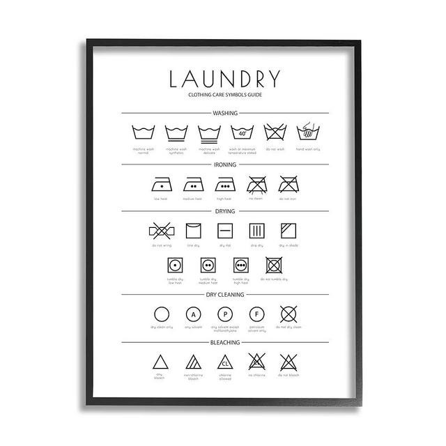 Stupell Industries Laundry Cleaning Symbols Minimal Design Framed Giclee Art Design by Martina Pavlova