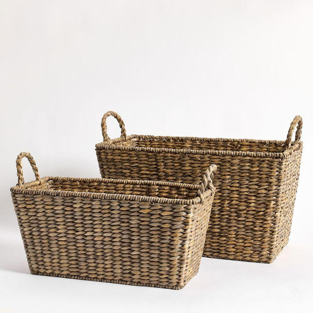Seagrass Basket Charleston Gray Wash Medium & Large Taper S/2
