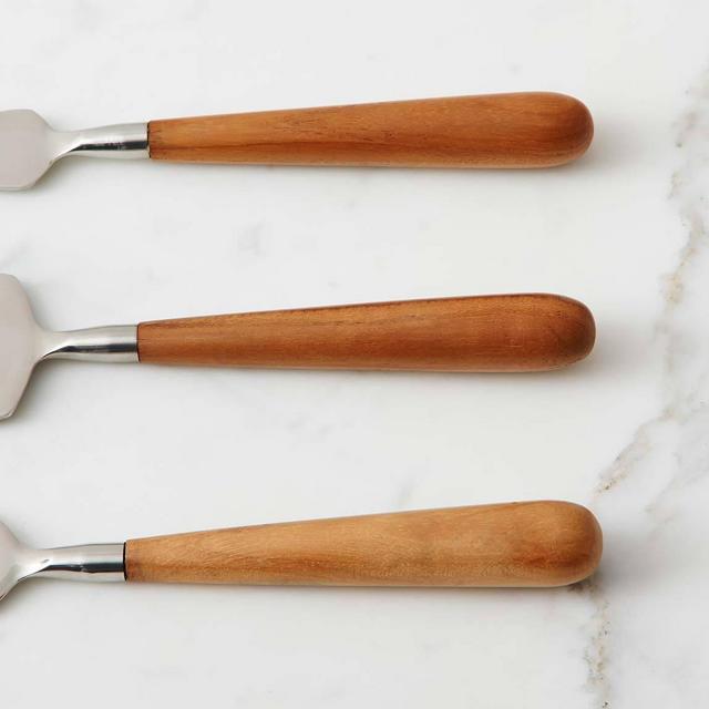 reclaimed teak and stainless steel cheese set
