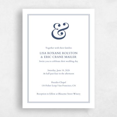 Navy, Blue Wedding Invitation - Verona Portrait Letterpress