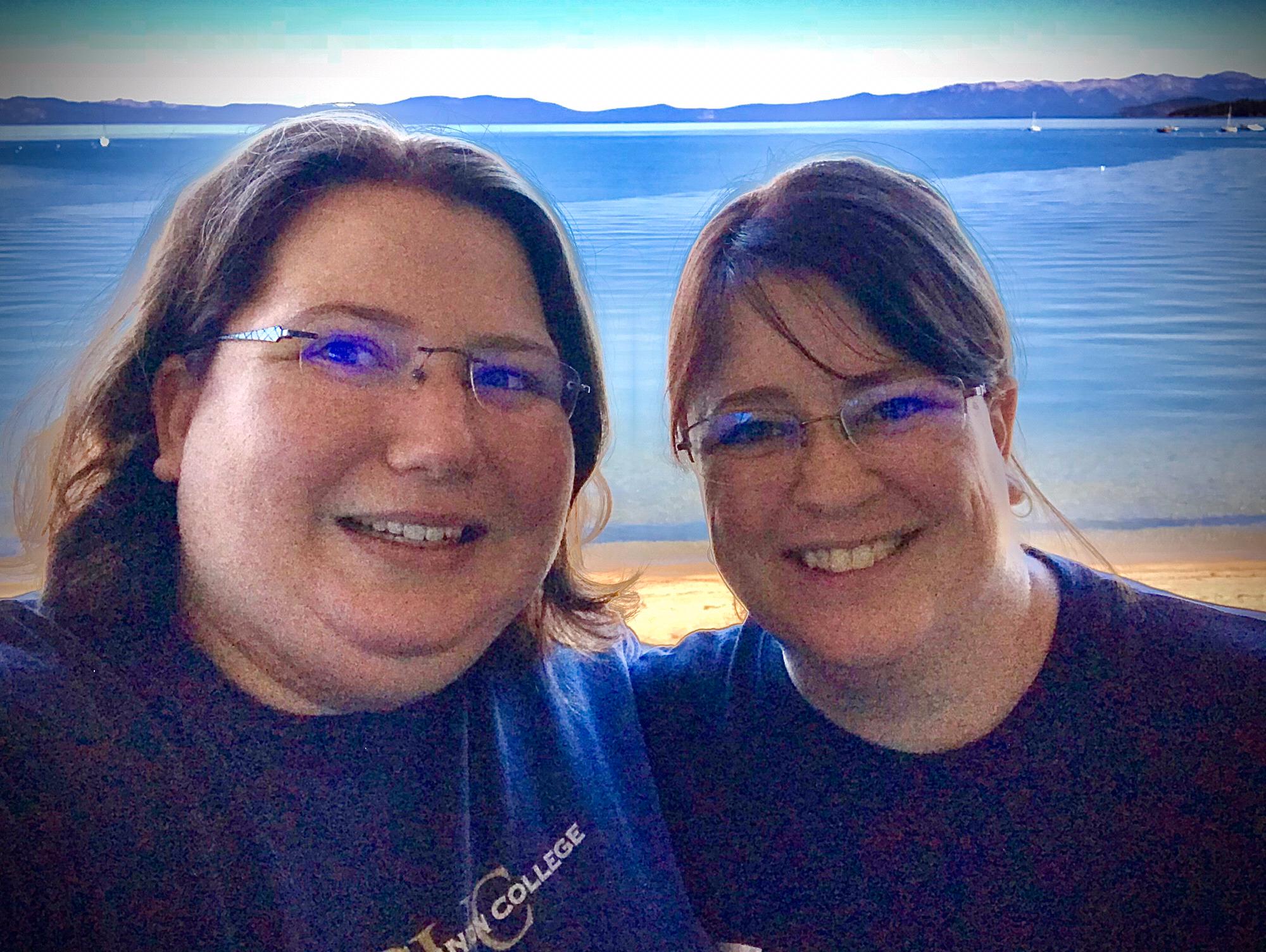 Enjoying our lake view after a memorable proposal
