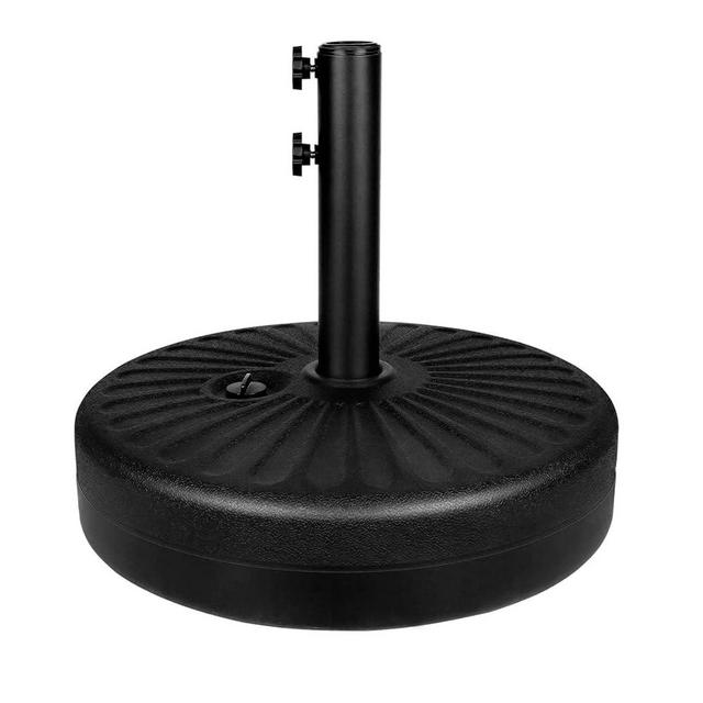 Simple Deluxe 20 Inch Fillable Market Patio Umbrella Base Stand with Holder, for Outdoor Lawn, Garden, Yard, Deck, 50lbs Weight Capacity Heavy Duty, Round, New, Black