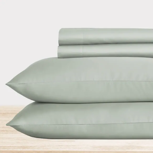 Silver Sage -King Sheet Set, 100% Extra Long Staple, 500 Thread Count Sateen Weave, 4 Piece Set, California Design Den