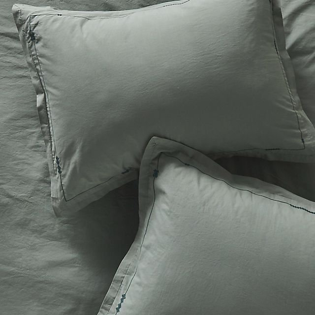 Taylor Organic Cotton Percale Embroidered Shams, Set of 2