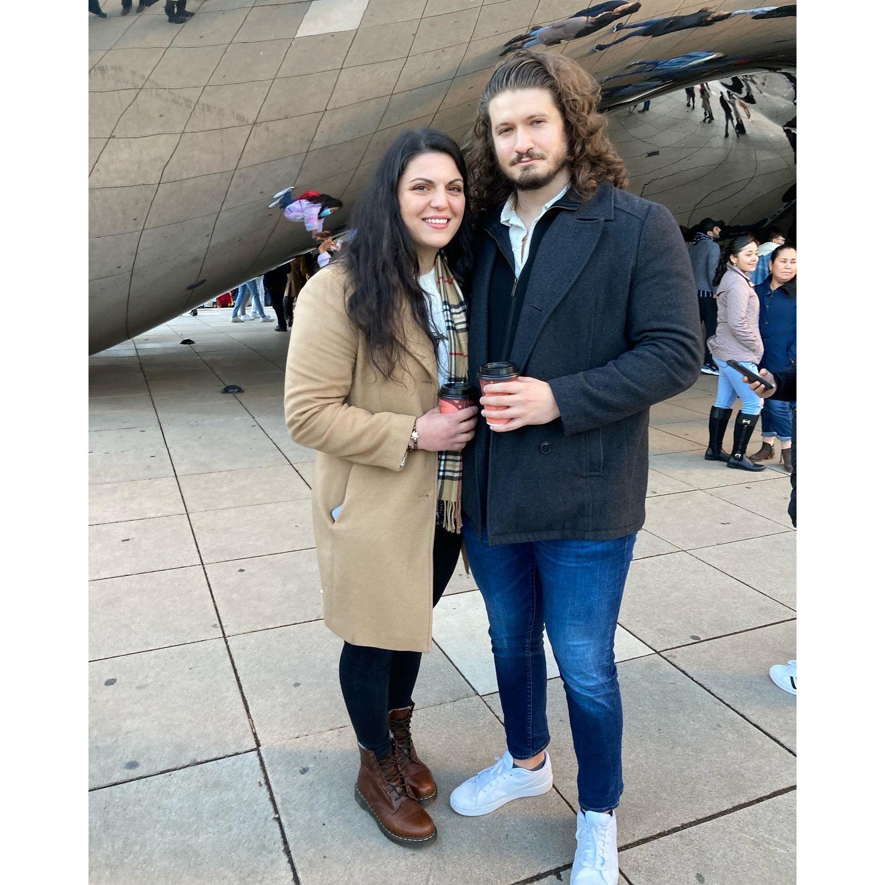 It wouldn't be a classic Chicago-style photo without the Bean in the background...