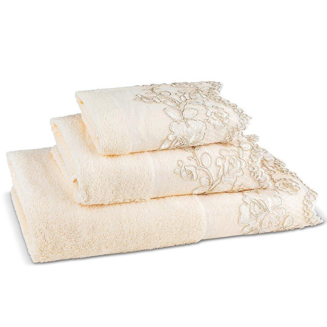 Zahari Home Rose Vine Bathroom Towel Set 3 Piece Towel Bath Towel, Hand Towel and Wash Towel Modern Decor Beautiful Unique Design Stylish Bath Towel Sets Beige Towel Set