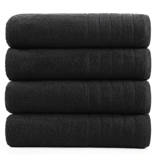 Casa Platino Bath Sheet Towel Set, 4 Pack Bath Sheet(36"x 72"), 100% Ring Spun Cotton Bath Sheets, Lightweight Black Bath Sheet, Highly Absorbent Black Towels, Quick Drying Towels Set, Soft Towel
