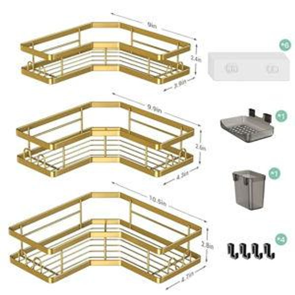 Corner Shower Caddy Bathroom Organizer: gold