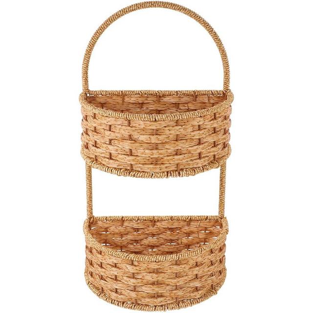 Holibanna Storage Basket Wall Hanging Basket Sundries Storage Bin Woven Hanging Basket Wall Flower Basket Door Hanging Basket Woven Basket for Storage Flower Pot Basket Iron To Weave