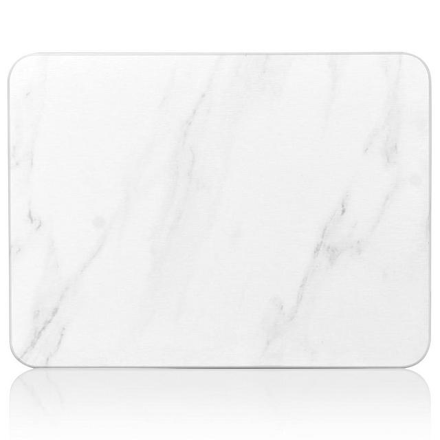 Stone Drying Mat for Kitchen Counter, Super Absorbent, Heat Resistant Dish Drying Mats, Eco-Friendly Diatomaceous Earth Stone Rack Tableware Mat (24x16 inch, Whtie Marble)