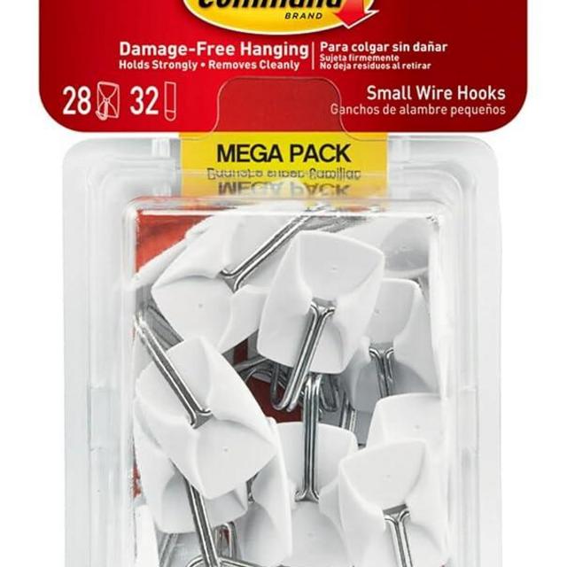 Command Small Wire Toggle Hooks, Damage Free Hanging Wall Hooks with Adhesive Strips, No Tools Wall Hooks for Hanging Organizational Items in Living Spaces, 28 White Hooks and 32 Command Strips