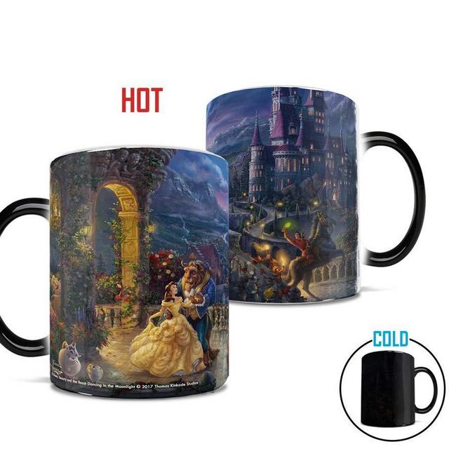 Morphing Mugs Thomas Kinkade Disney's Beauty and the Beast Dancing in the Moonlight Painting Heat Reveal Ceramic Coffee Mug - 11 Ounces