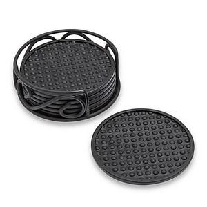 Spectrum™ Rubber Coasters with Scroll Holder (Set of 6)