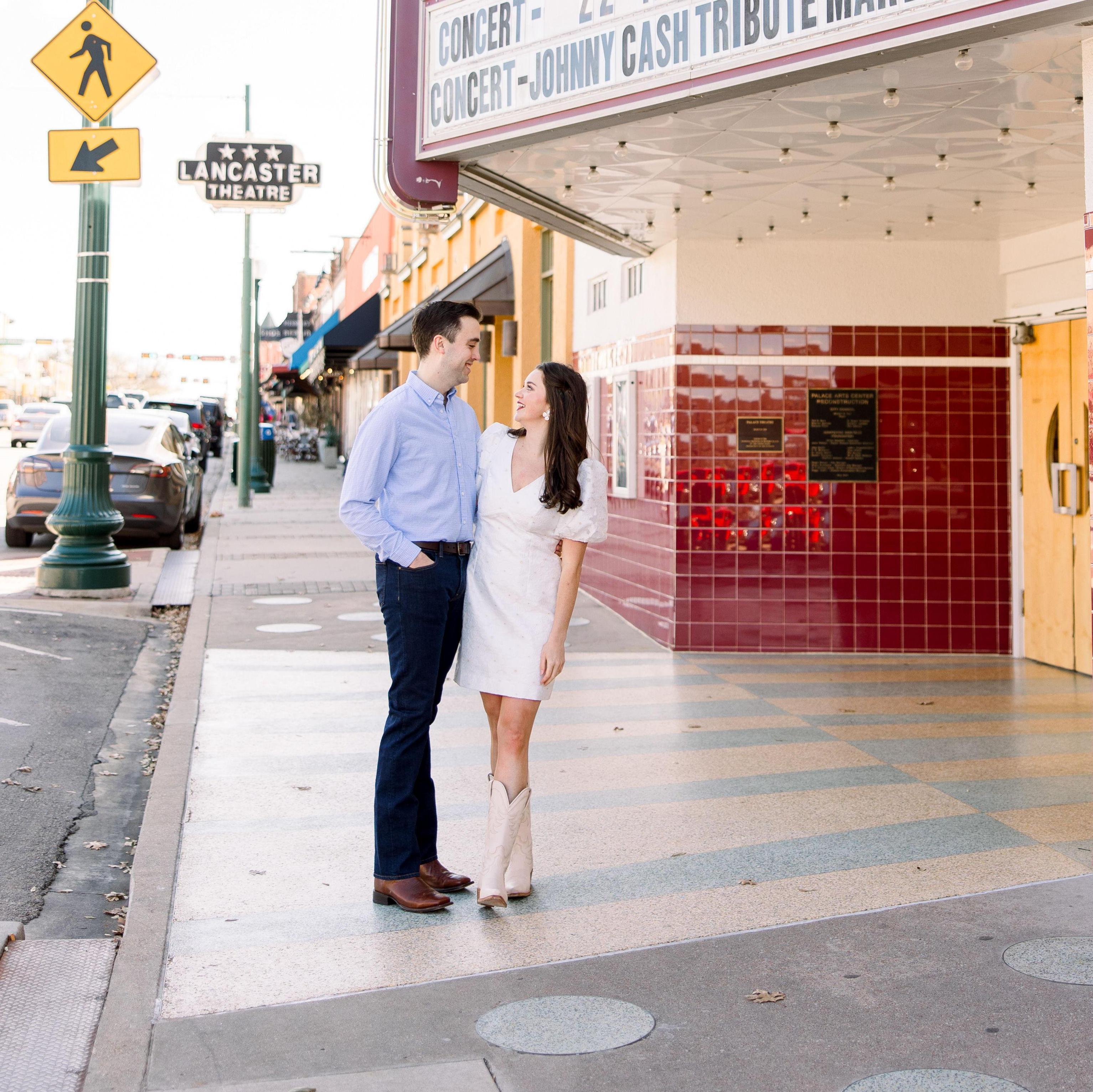 Taking a stroll down Grapevine Main Street, where we will get married!