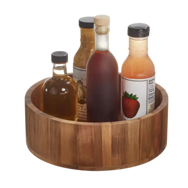 Squared Away™ 10.5-Inch Acacia Wood Deep Turntable Organizer