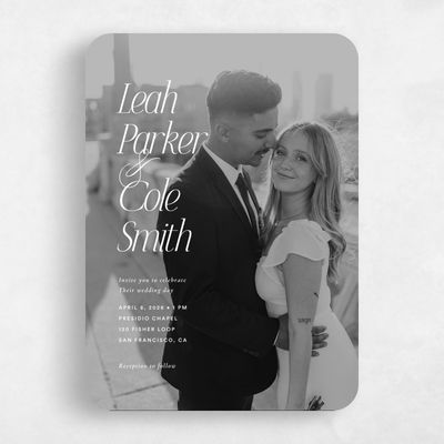 White Rounded Wedding Invitation - Marion Photo