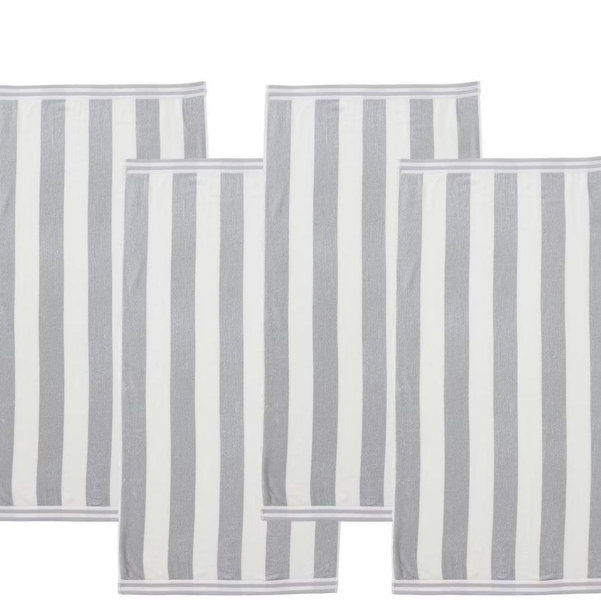 4pk Oversized Cotton Pastel Cabana Beach Towels (Pale Gray)