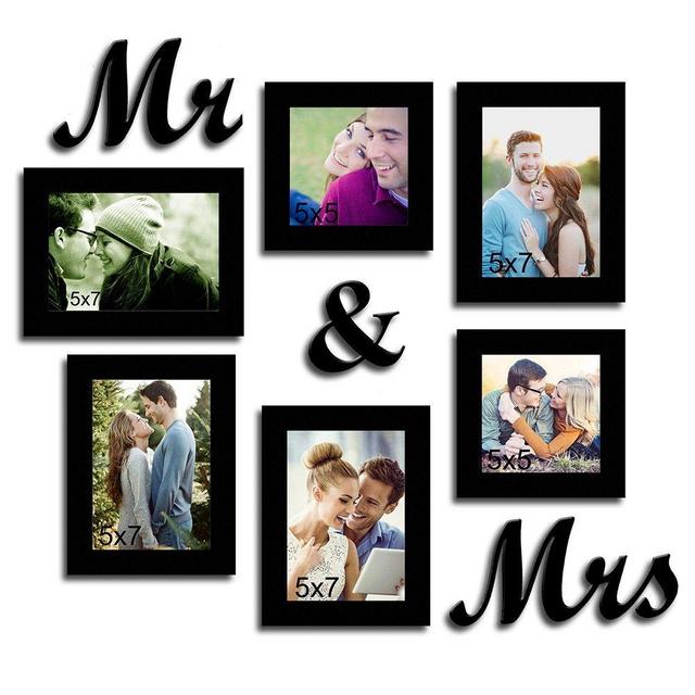 Street Art Together Forever - Set of 6 Individual Wall Photo Frames Mr & Mrs MDF Plaque