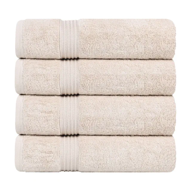 Premium Cotton Absorbent Luxury Weight Absorbent Bath Towel Set of 4, Stone - Blue Nile Mills