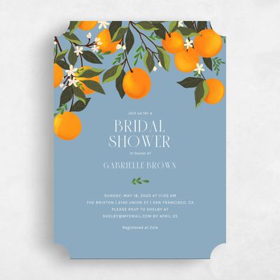 Blue Ticket Wedding Wedding Shower Invitation - Catalonia Portrait