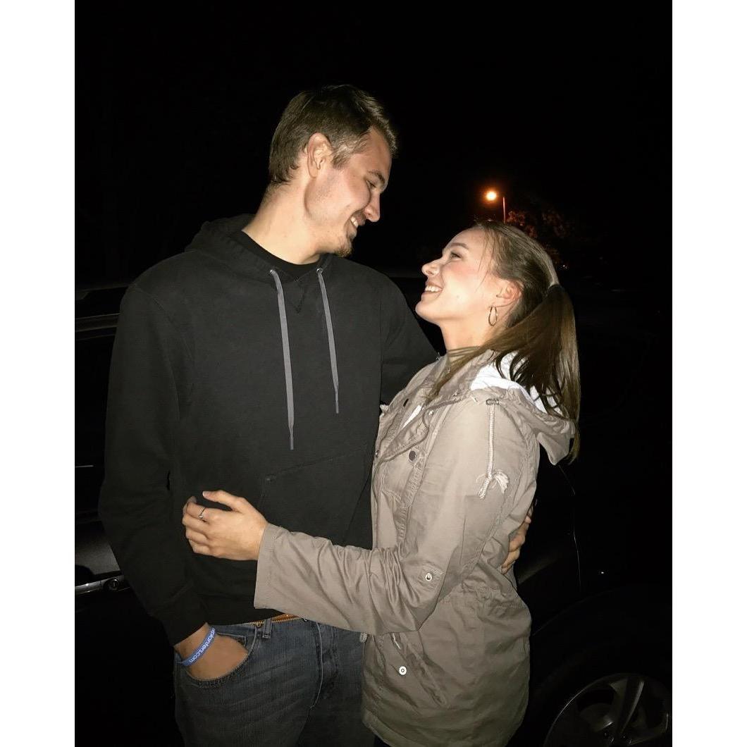 This is their "real" first picture together in Maddy's driveway after a fun get-together with friends by a fire.
