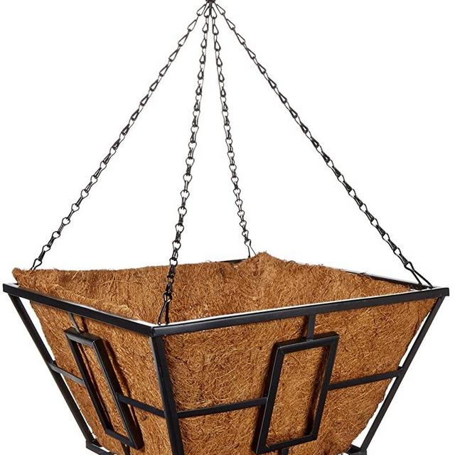 Panacea Products Corp-Import 87850 14", Black, Square Contemporary Style Hanging Basket