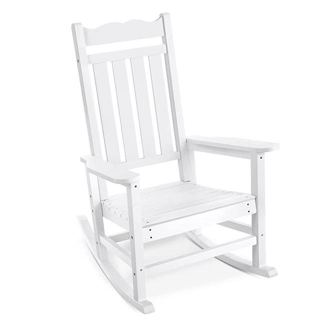 Stoog All-Weather Outdoor & Indoor Rocking Chair, Porch Rocker with 400 lbs Weight Capacity, Front Porch Rocking Chair, for Patio, Backyard, Lawn, Garden and Fire Pit (White)