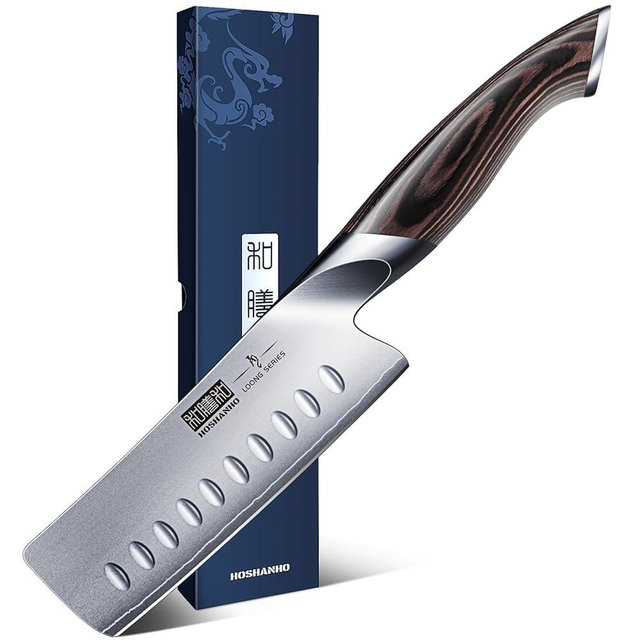 HOSHANHO 5.5 Inch Nakiri Knife, Japanese High Carbon Stainless Steel Chef Knife, Multipurpose Meat Vegetable Sharp Kitchen Knife with Ergonomic Pakkawood Handle