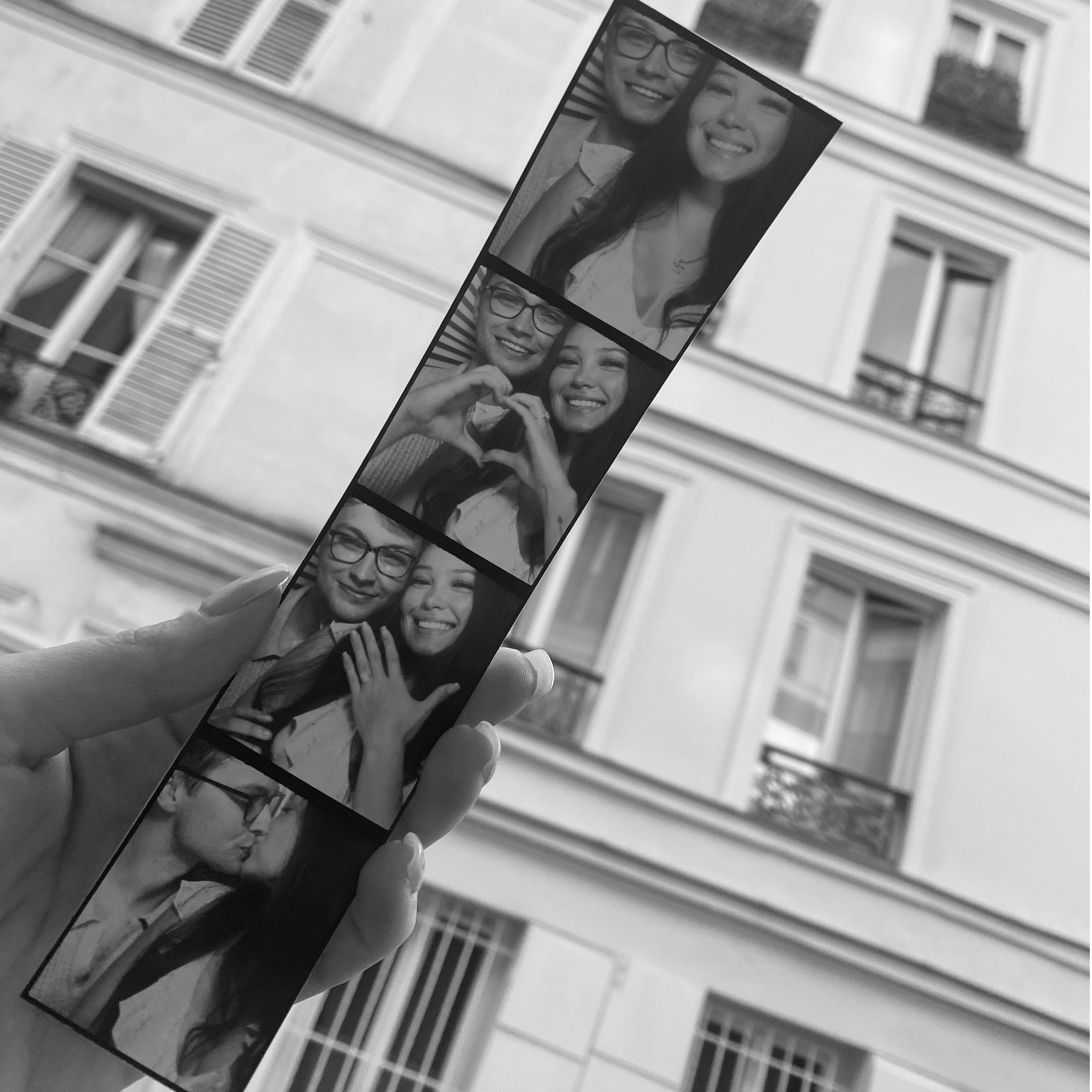 08.28.2022 Vintage Photo Booth strip that we took in Paris after we got engaged.