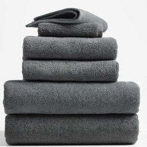 Organic Turkish Cotton Slate Gray Bath Towels, Set of 6 + Reviews | Crate & Barrel
