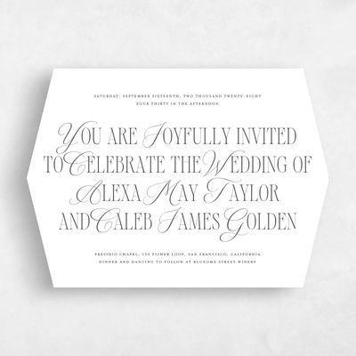 White Diamond Wedding Invitation - Orable Landscape