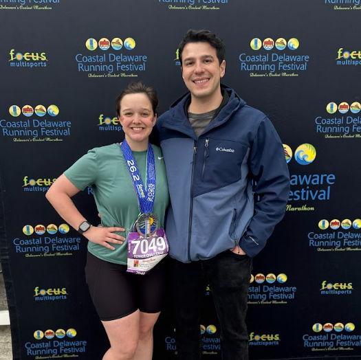 Justin came out to support Abby for her first marathon!