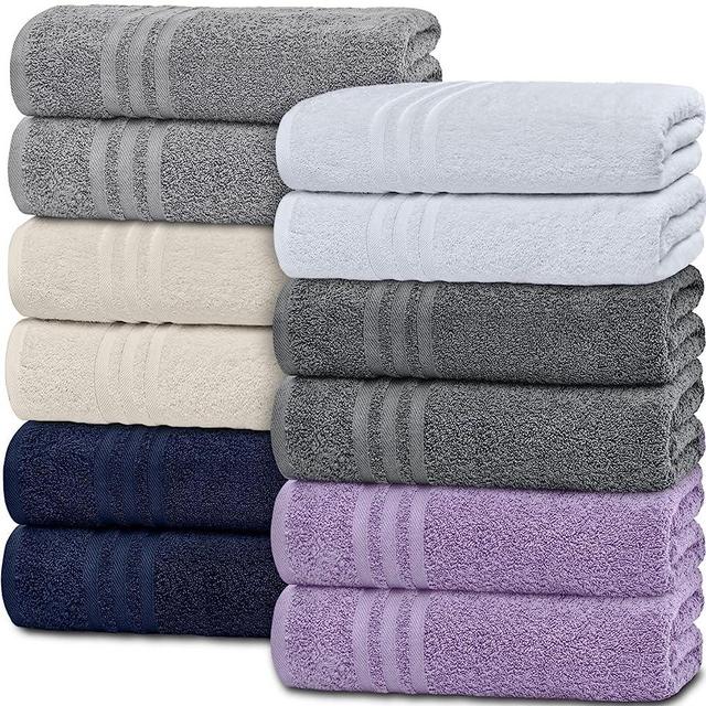 White Classic Wealuxe Cotton Hand Towels - Soft and Lightweight - 16x27 Inch - 12 Pack - Multi