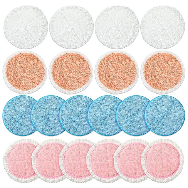 Irenare 20 Pack Electric Mop Pads Spin Replacement 7.28 Inch Round Mop Pads for Floor Cleaning Reusable Washable Electric Spin Replacement Supplies for Kitchen Floor Cleaning (Stylish Color)