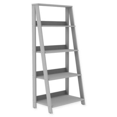 Forest Gate 55" Modern Wood Ladder Bookshelf in Grey