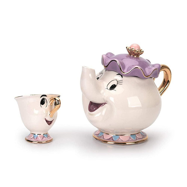 Cartoon New Beauty And The Beast Teapot Mug Mrs Potts Chip Tea Pot Cup One Set Lovely & Cup set Teapot Mug