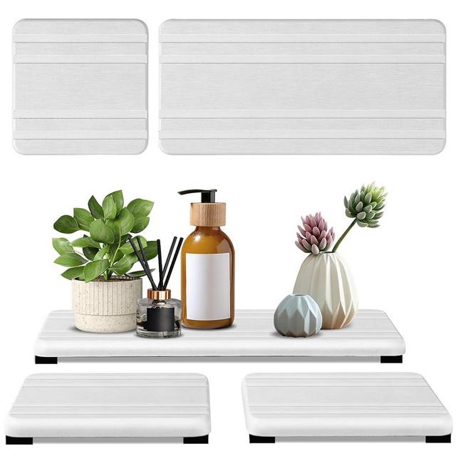 3PCS Large Water Absorbing Stone Tray, DryingNeat Diatomite Stone Sink Tray, Instant Dry Sink Coasters, Kitchen Sponge Hand Soap Holder, Bathroom Sink Vanity Trays,8 * 4inch and 4 * 4inch