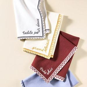 Café Violette Embroidered Cotton Napkins, Set of 4