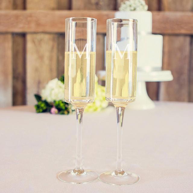 2ct Monogram Contemporary Wedding Champagne Flutes