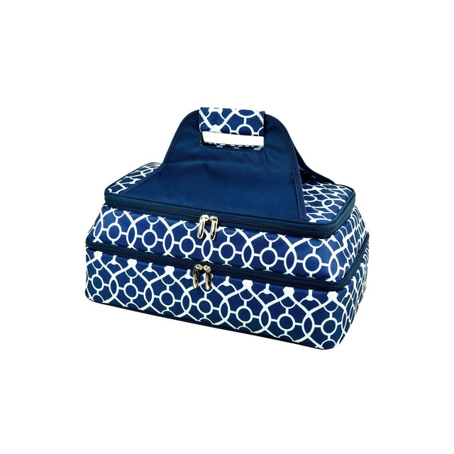 Picnic at Ascot - Two Layer - Hot/Cold Thermal Food and Casserole Carrier - Trellis Blue