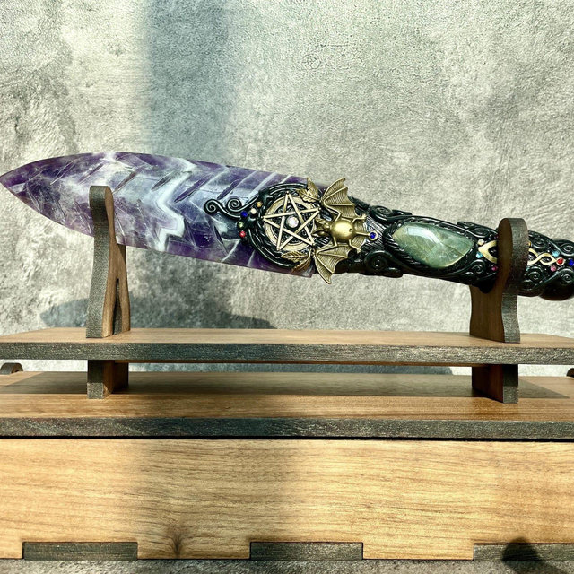 Amethyst Athame Ritual Knife, Handcrafted Natural Crystal Knife, Athame Witchcraft, Wiccan Ceremonial Dagger, Personalized Gifts for him